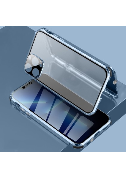 Apple İphone 13 Pro Için Manyetik Temperli Cam Kılıf Blue (Yurt Dışından)