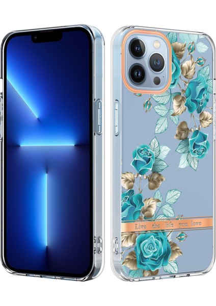 Çiçekler Ve Bitkiler Serisi Tpu Kılıf Apple İphone 13 Pro Blue Rose (Yurt Dışından)
