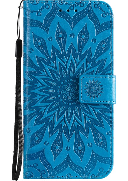 Apple İphone 13 Pro Için Ayçiçeği Desen Deri Kılıf Blue (Yurt Dışından)