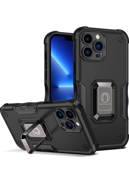 Halka Tutucu Zırh Kılıf Apple İphone 13 Pro Black (Yurt Dışından)