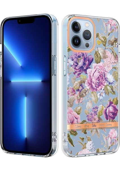 Çiçekler Ve Bitkiler Serisi Tpu Kılıf Apple İphone 13 Pro Purple Peony (Yurt Dışından)