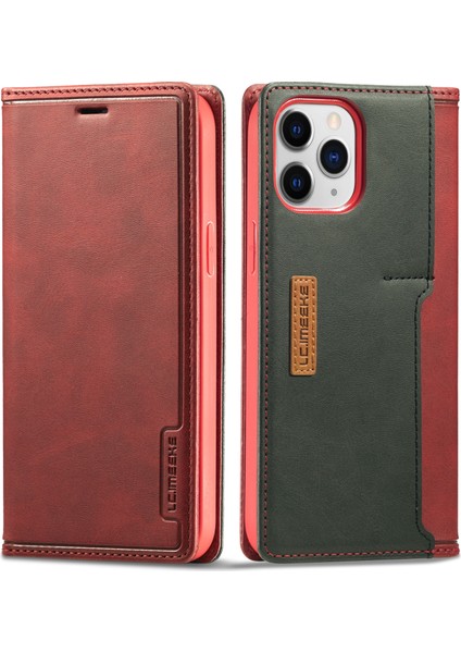 LC-001 Serisi Buzlu Deri Kılıf Apple iPhone 13 Pro Red (Yurt Dışından)
