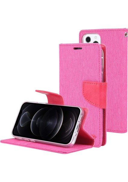 Tuval Günlüğü Deri Kılıf Apple iPhone 13 Pro Rose Red (Yurt Dışından)