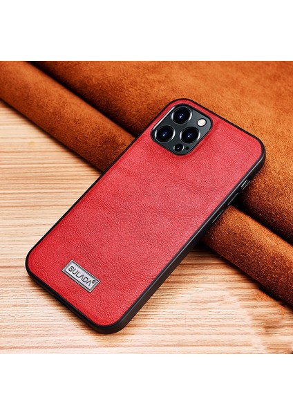 Apple İphone 13 Pro Için Tpu + Deri Kılıf Red (Yurt Dışından)