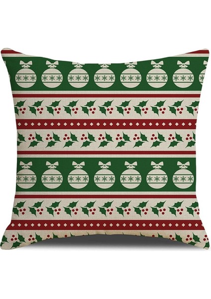 Noel Yeşil Şerit Desen 45 Keten (Yurt Dışından)
