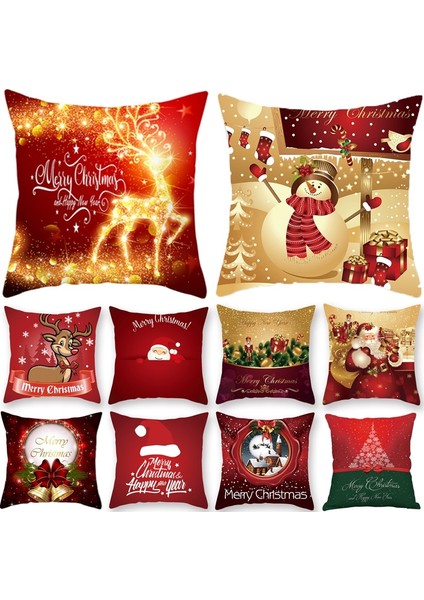 Şeftali Cilt Noel Yastık Kılıfı Kardan Adam Santa (Yurt Dışından)