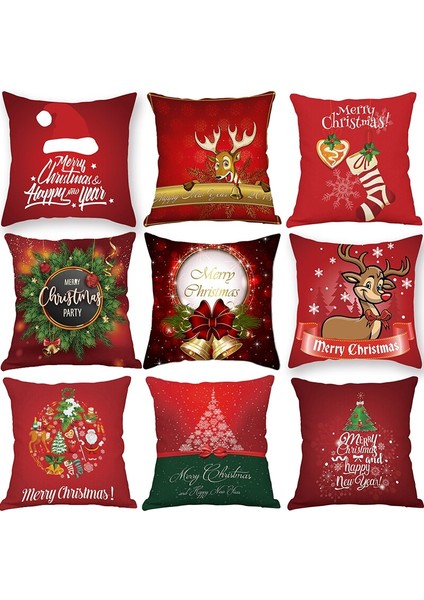 Şeftali Cilt Noel Yastık Kılıfı Kardan Adam Santa (Yurt Dışından)