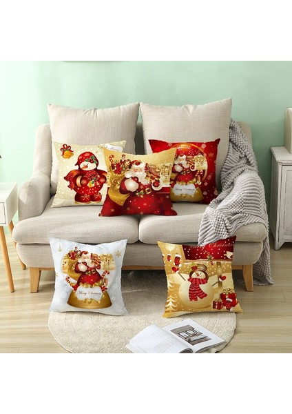 Şeftali Cilt Noel Yastık Kılıfı Kardan Adam Santa (Yurt Dışından)