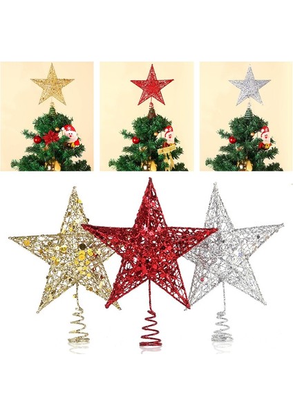 Altın Glitter Noel Ağacı Topper Yıldız (Yurt Dışından)