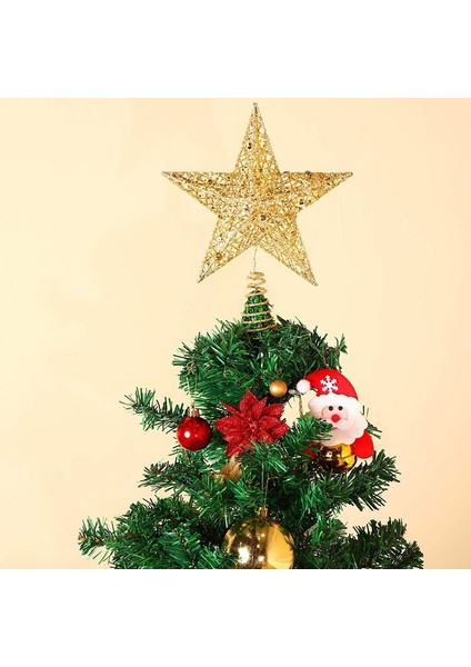 Altın Glitter Noel Ağacı Topper Yıldız (Yurt Dışından)