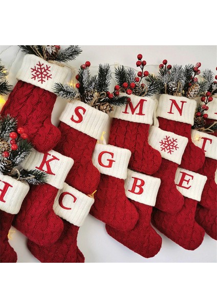 Kırmızı Kar Tanesi Alfabe Noel Çorap Noel (Yurt Dışından)