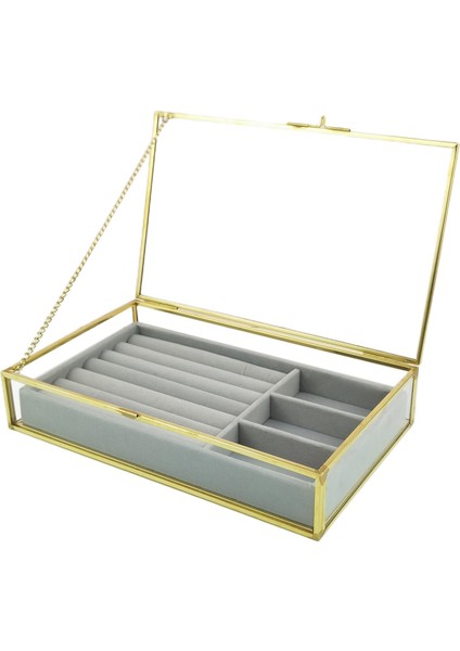 Kadife Cam Takı Ekran Vitrin Küpe Depolama Organizer Keepsake Kutusu (Yurt Dışından)