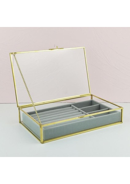 Kadife Cam Takı Ekran Vitrin Küpe Depolama Organizer Keepsake Kutusu (Yurt Dışından)