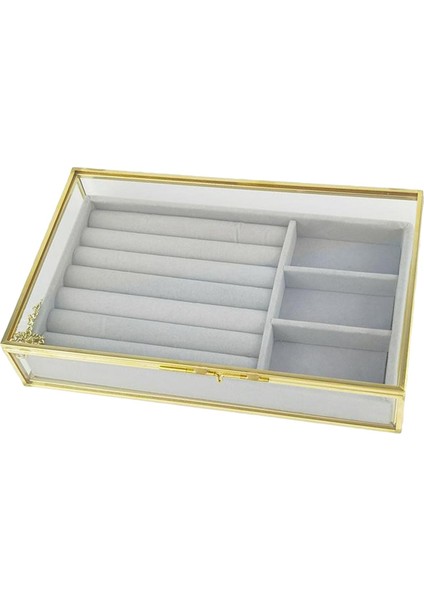 Kadife Cam Takı Ekran Vitrin Küpe Depolama Organizer Keepsake Kutusu (Yurt Dışından)