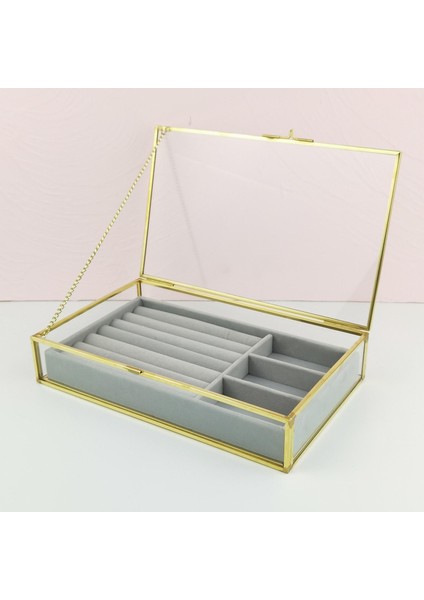Kadife Cam Takı Ekran Vitrin Küpe Depolama Organizer Keepsake Kutusu (Yurt Dışından)