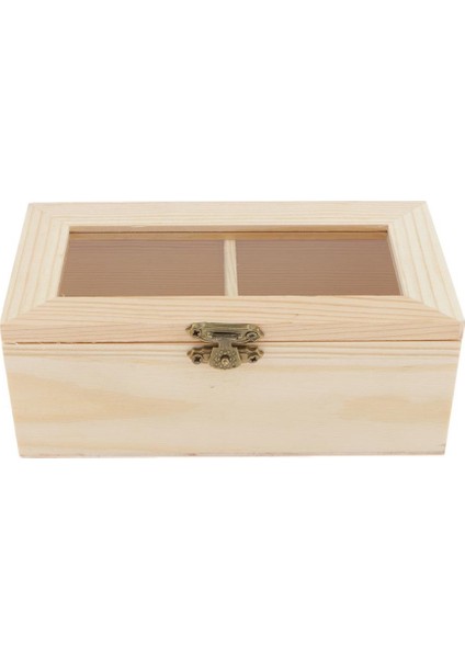 Bitmemiş Düz Ahşap Mücevher Kutusu Çay Kutusu Saklama Kutusu W / 2 Bölmeler (Yurt Dışından)