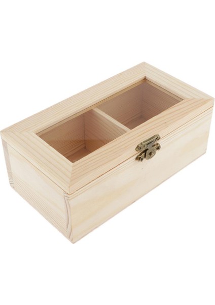 Bitmemiş Düz Ahşap Mücevher Kutusu Çay Kutusu Saklama Kutusu W / 2 Bölmeler (Yurt Dışından) fiyatları
