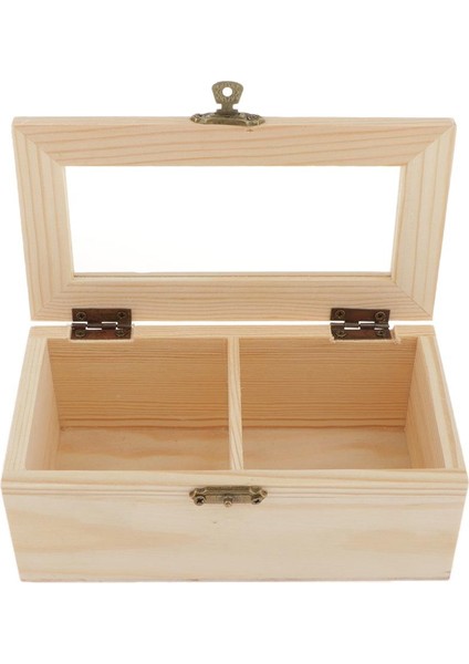 Bitmemiş Düz Ahşap Mücevher Kutusu Çay Kutusu Saklama Kutusu W / 2 Bölmeler (Yurt Dışından) modelleri