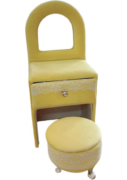 Romantik Mücevher Kutusu Organizatör Ekran Mobilya Modeli Yüzükler Odası Dekor Masası Krem Sarı (Yurt Dışından)