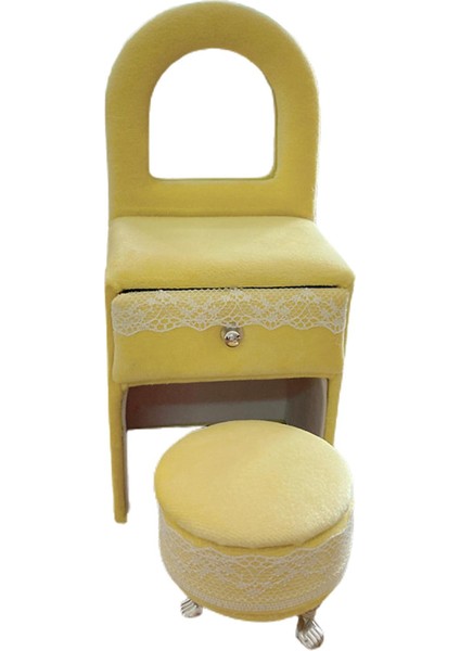 Romantik Mücevher Kutusu Organizatör Ekran Mobilya Modeli Yüzükler Odası Dekor Masası Krem Sarı (Yurt Dışından) fiyatları