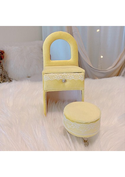 Romantik Mücevher Kutusu Organizatör Ekran Mobilya Modeli Yüzükler Odası Dekor Masası Krem Sarı (Yurt Dışından) modelleri