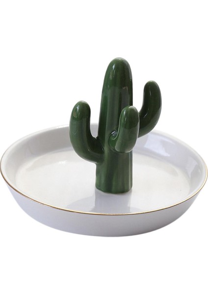 Kişiselleştirilmiş Kaktüs Seramik Brinks Tepsi Kolye Takı Tepsi Ev Dekor Yeşil (Yurt Dışından)