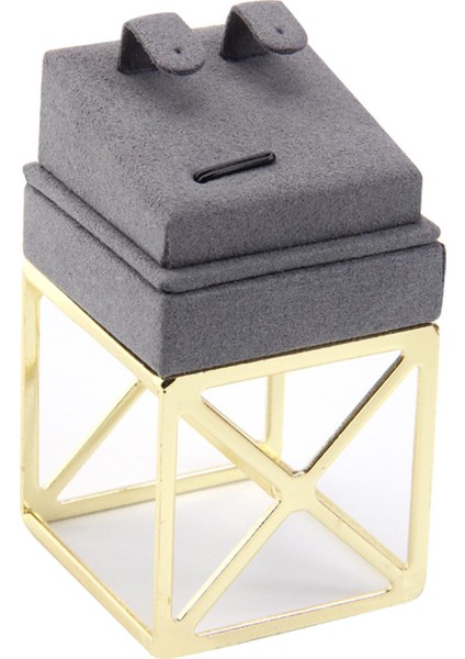 Kadife ve Metal Takı Ekranı Standı Raf Tepsi Organizatör Mağazası Küpeler Için Organizasyon Gray (Yurt Dışından)
