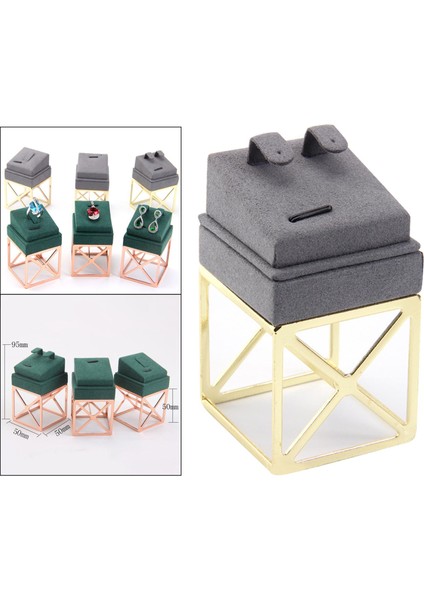 Kadife ve Metal Takı Ekranı Standı Raf Tepsi Organizatör Mağazası Küpeler Için Organizasyon Gray (Yurt Dışından) fiyatları