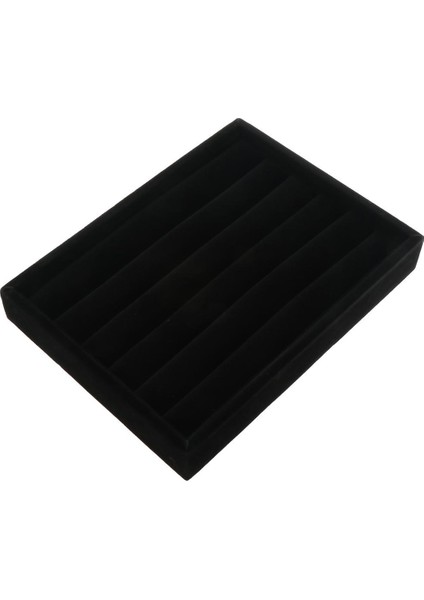 Siyah Kadife Takı Vitrin Istiflenebilir Mücevher Tepsi Kılıfı Kutusu 20X1X3CM - 5 (Yurt Dışından)