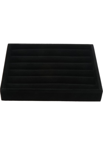 Siyah Kadife Takı Vitrin Istiflenebilir Mücevher Tepsi Kılıfı Kutusu 20X1X3CM - 5 (Yurt Dışından)