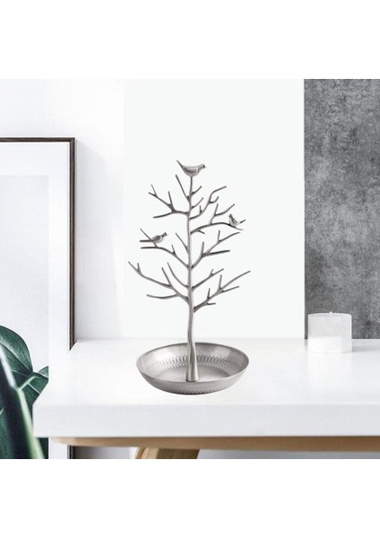 Takı Kuşlar Ağacı Standı Ekran Organizatör Yüzük Küpe Tutucu Raf Ev Kullanımı Gümüş (Yurt Dışından) fiyatları
