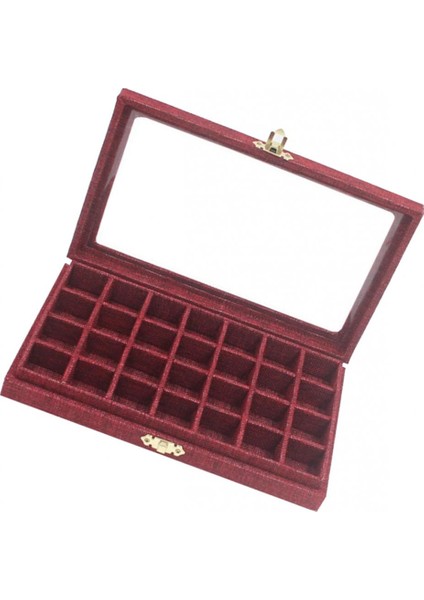 28 Izgaralar Temizle Takı Tepsisi Vitrin Ekran Depolama Keten Durumda Morumsu Kırmızı (Yurt Dışından) indirimleri