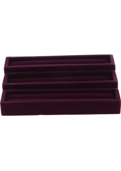 3 Adet Yüzük Kadife Takı Ekran Kutusu Kol Düğmeleri Depolama Tepsi Kılıf Organizatör Mor (Yurt Dışından) fiyatları