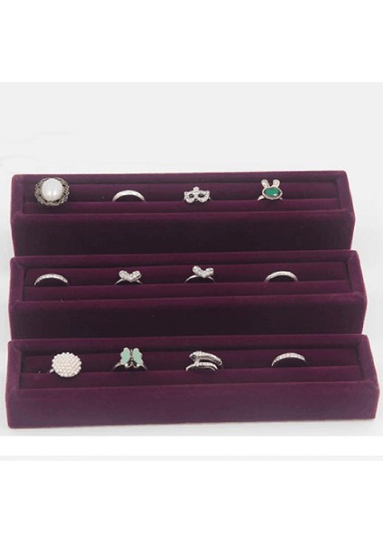 3 Adet Yüzük Kadife Takı Ekran Kutusu Kol Düğmeleri Depolama Tepsi Kılıf Organizatör Mor (Yurt Dışından) indirimleri