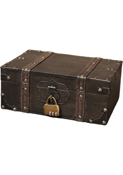 Ahşap Vintage Hazine Göğüs Ahşap Mücevherat Saklama Kutusu Kasa Organizatör 2702GREY (Yurt Dışından)