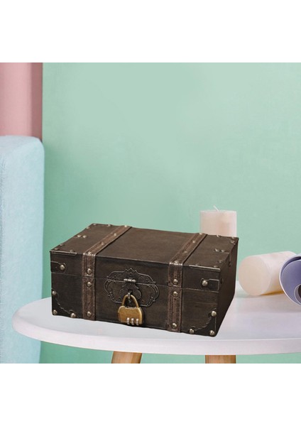 Ahşap Vintage Hazine Göğüs Ahşap Mücevherat Saklama Kutusu Kasa Organizatör 2702GREY (Yurt Dışından) modelleri