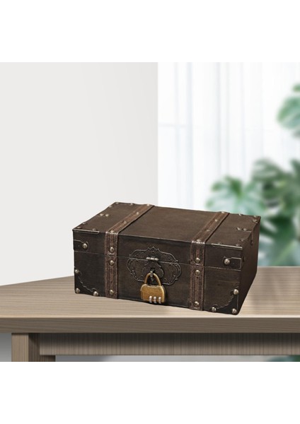 Ahşap Vintage Hazine Göğüs Ahşap Mücevherat Saklama Kutusu Kasa Organizatör 2702GREY (Yurt Dışından) fırsatları