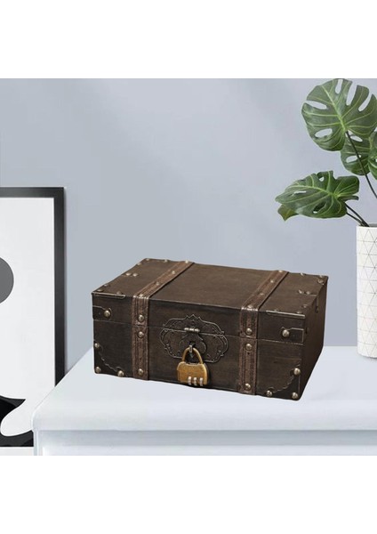 Ahşap Vintage Hazine Göğüs Ahşap Mücevherat Saklama Kutusu Kasa Organizatör 2702GREY (Yurt Dışından) indirimleri