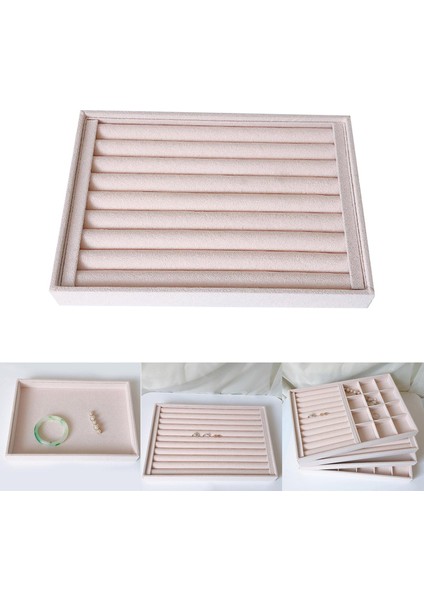 Bej Kadife Takı Ekran Tepsi Tutucu Kutusu Show Kılıf Organizatör Kadın Stil 05 Için (Yurt Dışından) modelleri