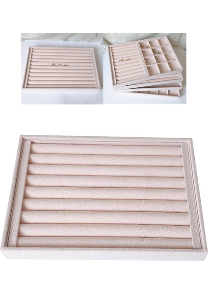 Bej Kadife Takı Ekran Tepsi Tutucu Kutusu Show Kılıf Organizatör Kadın Stil 05 Için (Yurt Dışından) fırsatları