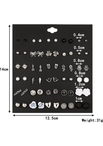 30 Pairs Saplama Küpe Yuvarlak Top Inci Ilmek Geometrik Desen Küpe C (Yurt Dışından)