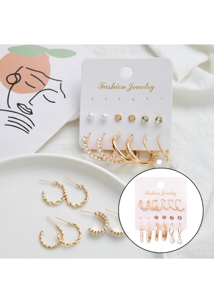 9 Pairs Hoop Küpe Kızlar Için Set Jewel Olmayan Piercing Aksesuarlar (Yurt Dışından)