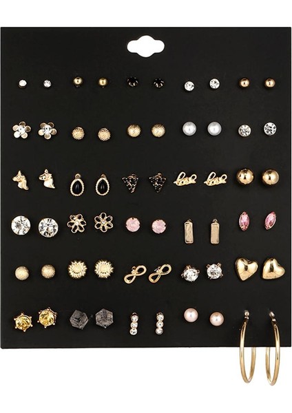 30 Pairs Moda Kore Saplama Küpe Kristal Inci Küpe Moda Takı 4 (Yurt Dışından)