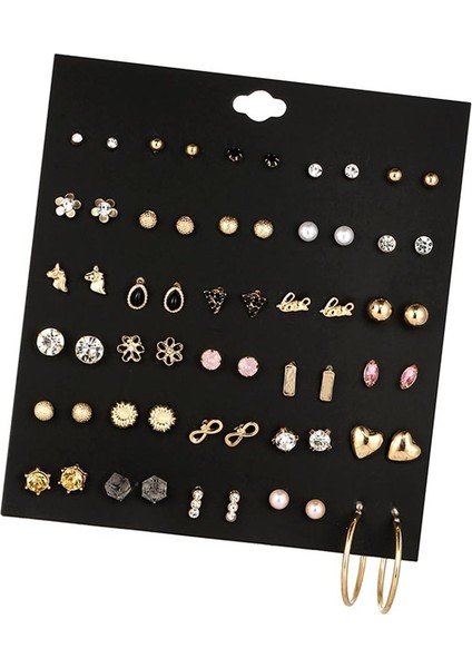 30 Pairs Moda Kore Saplama Küpe Kristal Inci Küpe Moda Takı 4 (Yurt Dışından) fiyatları