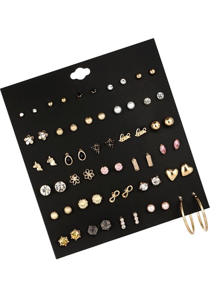 30 Pairs Moda Kore Saplama Küpe Kristal Inci Küpe Moda Takı 4 (Yurt Dışından) modelleri