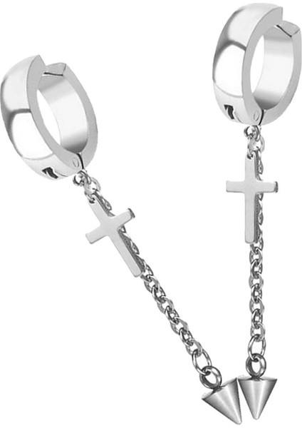 1 Çift Uzun Çapraz Küpe Piercing Olmayan Hoop Küpeler Yüksek Polonya Gümüş (Yurt Dışından)