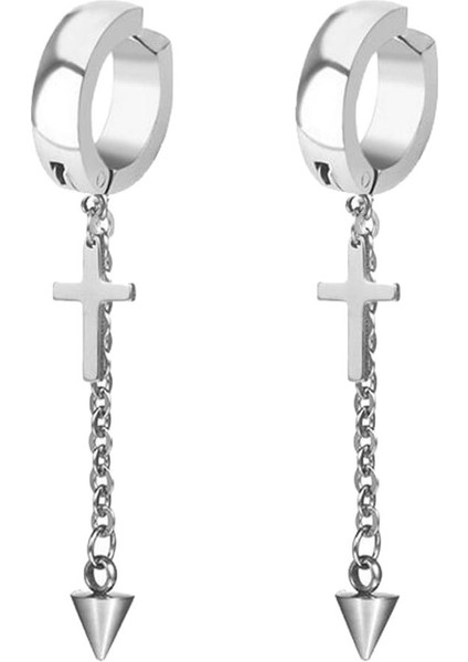 1 Çift Uzun Çapraz Küpe Piercing Olmayan Hoop Küpeler Yüksek Polonya Gümüş (Yurt Dışından)