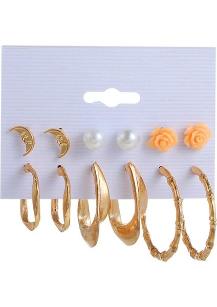 Saplama Küpe Seti Kadınlar Daire Damlası Vintage Doğum Günü Partisi Hediyeler Inci Çiviler E0047 (Yurt Dışından)