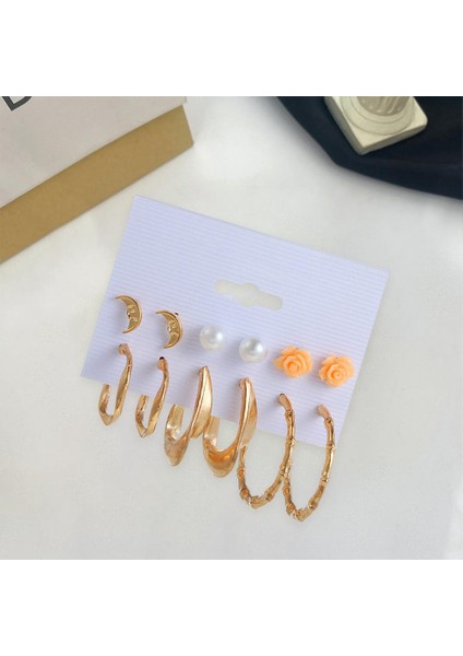 Saplama Küpe Seti Kadınlar Daire Damlası Vintage Doğum Günü Partisi Hediyeler Inci Çiviler E0047 (Yurt Dışından) fırsatları