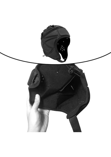 Yastıklı Rugby Kask - Siyah (Yurt Dışından)